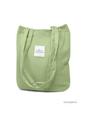 Corduroy Shoulder Tote Bag Expandable Casual Handbag